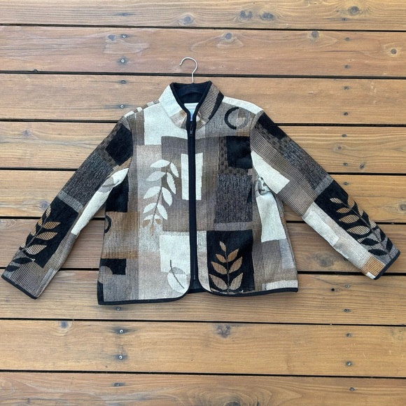 Coldwater Creek Fall zip up jacket petite Large leaf print 🍂 - Picture 2 of 12